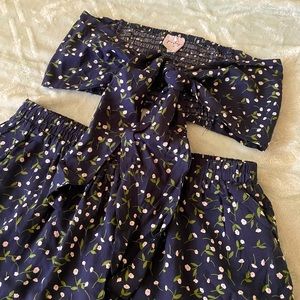 Floral 2 Piece Bando and Skirt Set